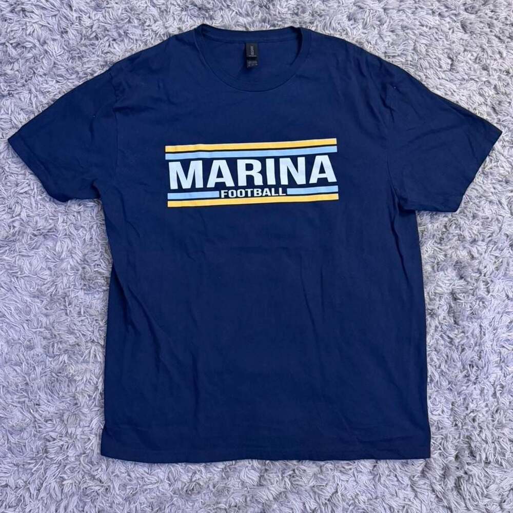 Gildan Navy Blue Marina Football Vintage T-Shirt